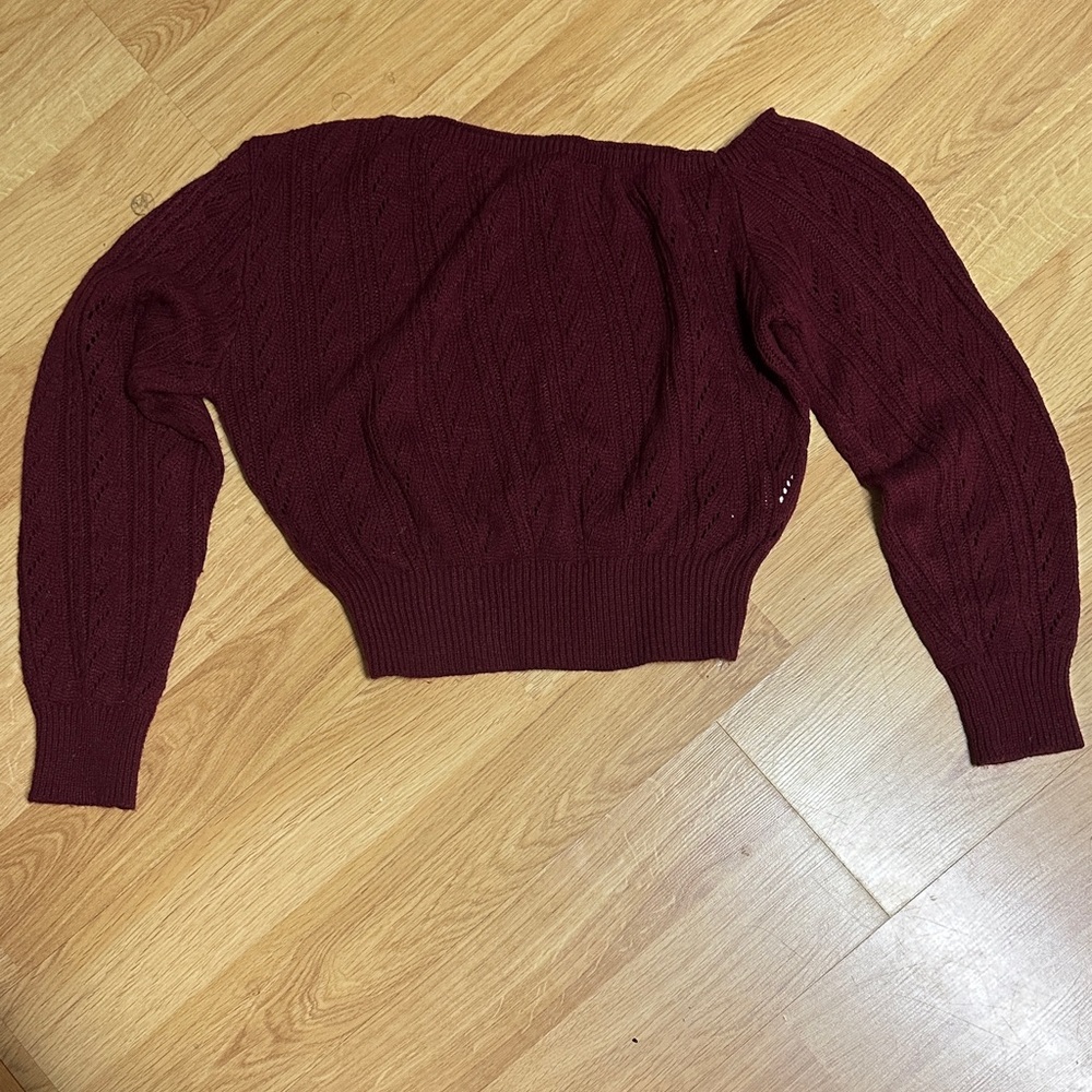 SHEIN Burgundy Off-the-Shoulder Sweater